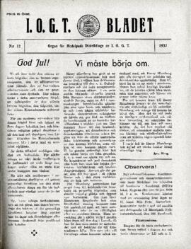 Distriktstidning, I.O.G.T BLADET Nr 12, 1937