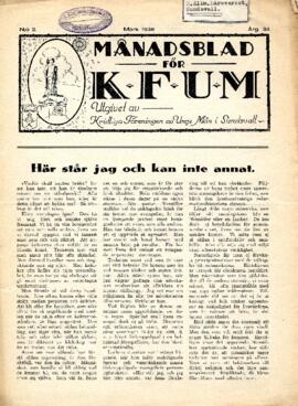 Månadsblad, K.F.U.M i Sundsvall, Nr 2, 1938