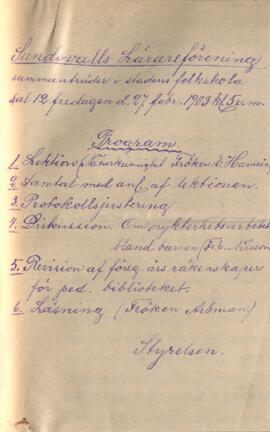 Protokoll 1903-02-27, program