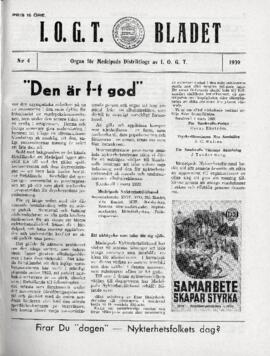 Distriktstidning, I.O.G.T BLADET Nr 4, 1939