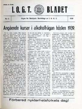 Distriktstidning, I.O.G.T BLADET Nr 3, 1939