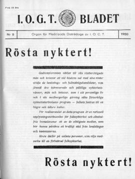 Distriktstidning, I.O.G.T BLADET Nr 9, 1930