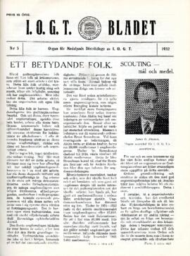 Distriktstidning, I.O.G.T BLADET Nr 3, 1932