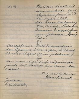 Styrelseprotokoll 1939-01-10