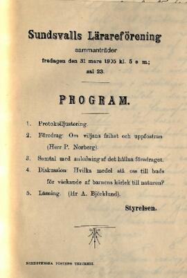 Protokoll 1905-03-31, program