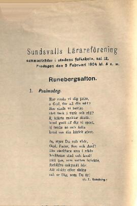Program vid Runebergsafton 1904-02-05