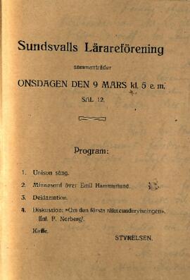 Protokoll 1910-03-09, program