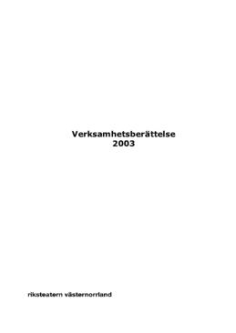 Verksamhetsberättelse 2003