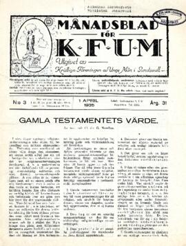 Månadsblad, K.F.U.M i Sundsvall, Nr 3, 1935