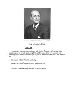 Transkribering, Intervju med Erik Ångman, Ånge, Band Okänt, 1987-12-04
