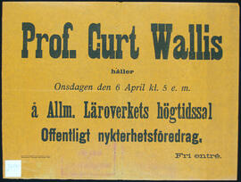Affisch nr 2494, nykterhet, föredrag