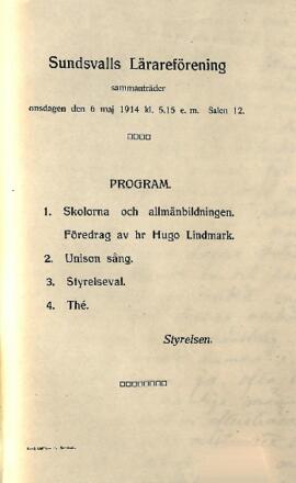 Protokoll 1914-05-06, program