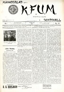 Månadsblad, K.F.U.M i Sundsvall, Nr 1, 1920