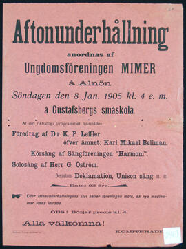 Affisch nr 2463, föredrag, uppträdande