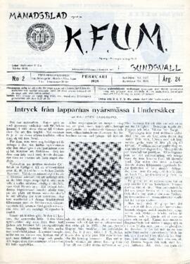 Månadsblad, K.F.U.M i Sundsvall, Nr 2, 1928