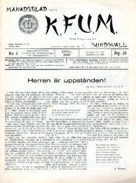Månadsblad, K.F.U.M i Sundsvall, Nr 4, 1928