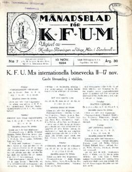 Månadsblad, K.F.U.M i Sundsvall, Nr 7, 1934
