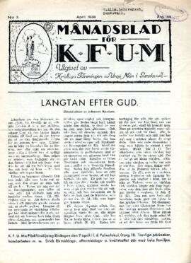 Månadsblad, K.F.U.M i Sundsvall, Nr 3, 1938