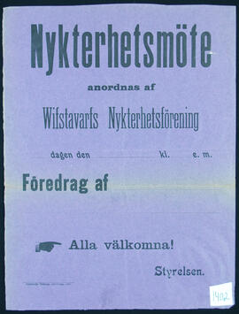 Affisch nr 1402, nykterhet, föredrag