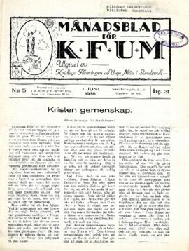 Månadsblad, K.F.U.M i Sundsvall, Nr 5, 1935