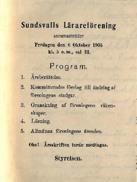 Protokoll 1905-10-06, program