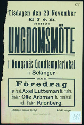Affisch nr 1383, nykterhet, föredrag