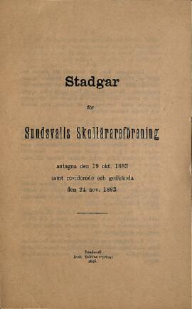 Stadgar för Sundsvalls skollärareförening 1896