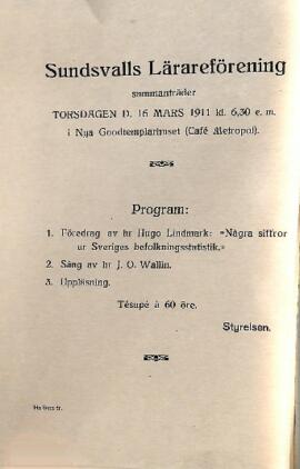 Protokoll 1911-03-16, program