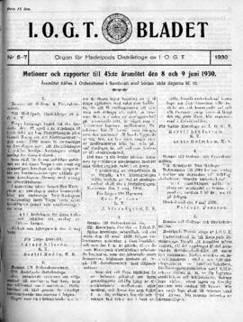 Distriktstidning, I.O.G.T BLADET Nr 6-7, 1930