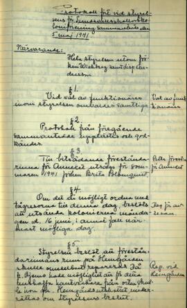 Styrelseprotokoll 1941-05-05
