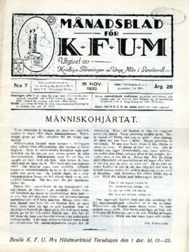 Månadsblad, K.F.U.M i Sundsvall, Nr 7, 1932