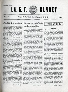 Distriktstidning, I.O.G.T BLADET Nr 8-9, 1940