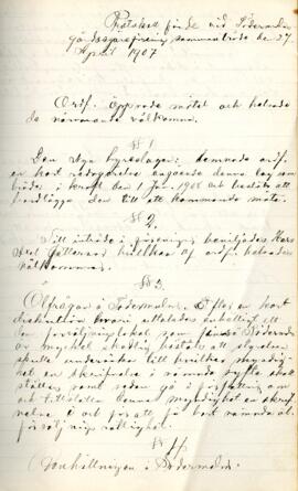 Sammanträdesprotokoll 1907-04-27