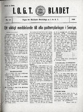 Distriktstidning, I.O.G.T BLADET Nr 10, 1940