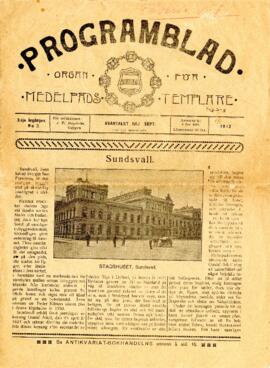 Programblad, organ för Medelpads templare, nr. 3 1912
