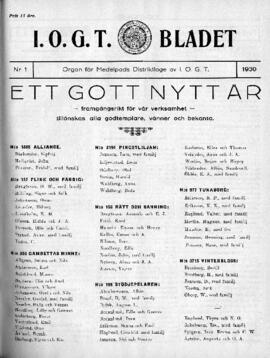 Distriktstidning, I.O.G.T BLADET Nr 1, 1930