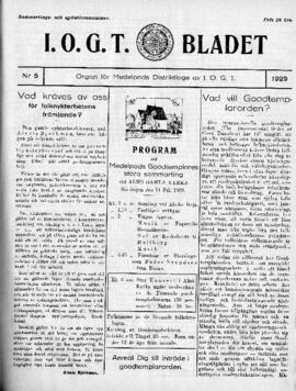 Distriktstidning, I.O.G.T BLADET Nr 5, 1929