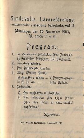 Protokoll 1903-11-30, program