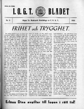 Distriktstidning, I.O.G.T BLADET Nr 8, 1938