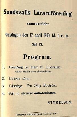 Protokoll 1918-04-17, program