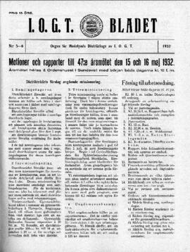 Distriktstidning, I.O.G.T BLADET Nr 5-6, 1932