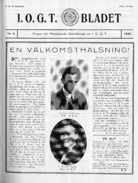 Distriktstidning, I.O.G.T BLADET Nr 5, 1930
