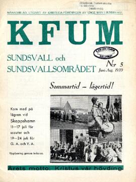 Månadsblad, K.F.U.M i Sundsvall, Nr 5, 1939