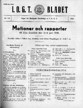 Distriktstidning, I.O.G.T BLADET Nr 5-6, 1938