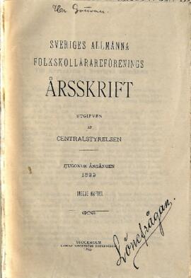 Sveriges allmänna folksklollärareförenings årsskrift 1899-11-27