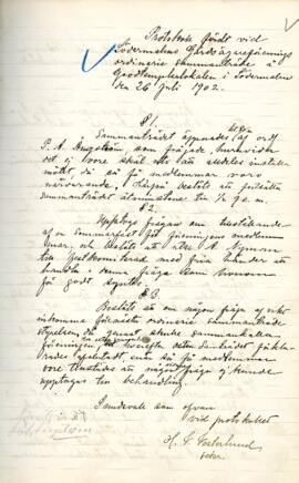 Sammanträdesprotokoll 1902-07-26