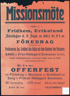 Affisch nr 1130, föredrag, frikyrkomöte