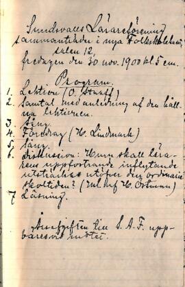 Protokoll 1900-11-30, program