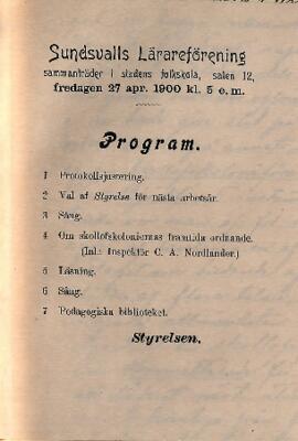 Protokoll 1900-04-27, program