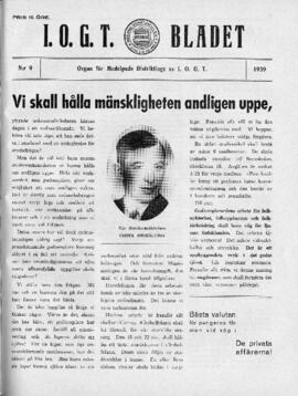 Distriktstidning, I.O.G.T BLADET Nr 9, 1939